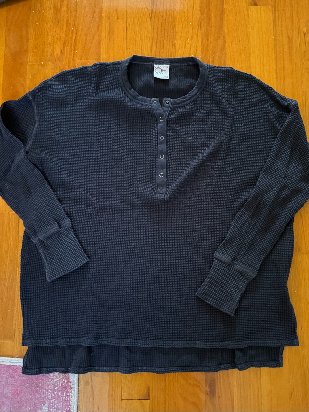 Offline by aerie Long Sleeve Waffle Henley Shirt - Black
